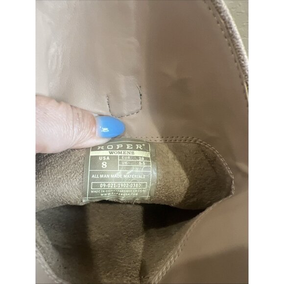 ROPER COWBOY BOOT BROWN FAUX LEATHER WITH AMERICAN FLAG UPPER Size 8 - Picture 7 of 14